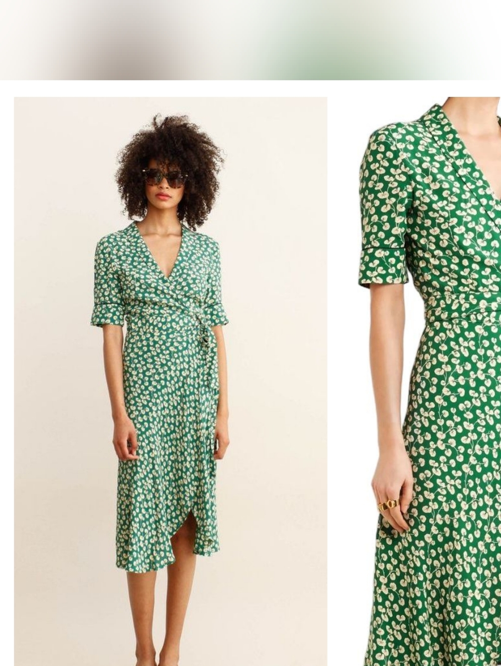 Ganni Dalton Floral Print Crepe Midi Wrap Dress Size S  (36)